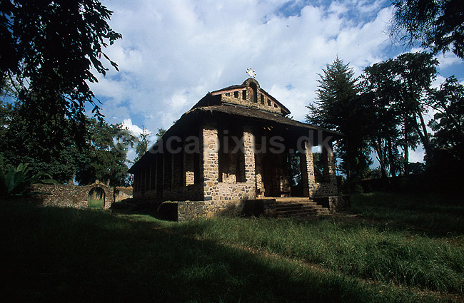Debre Birhan Selassie. Den uundseelige koptiske kirke Debre Birhan Selassie i Gondar; ; Gondar; Ethiopien; Afrika; ; Kirke, kirker, kristendom, religion, koptisk, Etiopien
