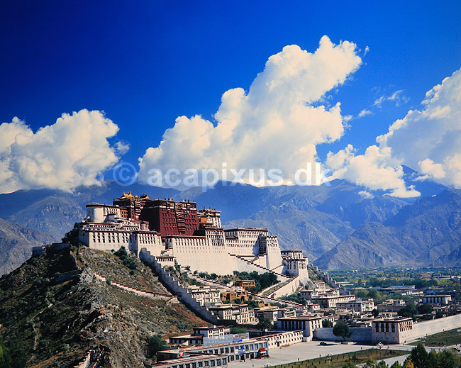 Potala paladset. Potala paladset - Set fra Chagpo Ri ( Scan af KOL4375 ); ; Lhasa; Tibet ( Kina ); Asien; ; Dalai Lama, budhisme, religion
