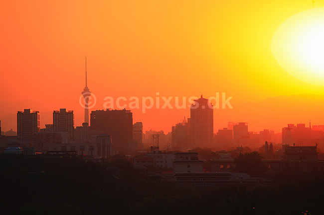 Beijing. Solnedgang over Beijing set fra Jingshan Park.; ; Beijing; Kina; ; ; Peking