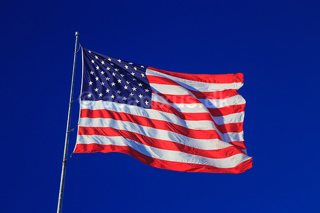 Stars and Stripes. Det amerikanske flag Stars  and  Stripes; ; Fort Myers Beach / Estero Island / Florida; USA; ; ; National symboler, nationalitet, stjerner, striber, flagstang, flagring