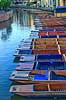 Cambridge. Rob�de ved kajen hvor floden Cam l�ber gennem Cambridge  Cambridge England  Sev�rdigheder River Cam, Scudamore's Quayside Punting Station