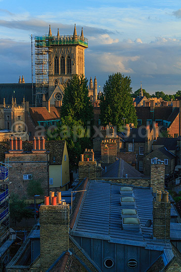 Cambridge. Udsight over bymidten i Cambridge med St John's College Chapel i baggrunden; ; Cambridge; England; ; Sev�rdigheder; 