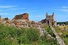 Hammershus. Magasinet (tv) og Blommet�rnet (th) ved Hammershus slotsruin  Bornholm Danmark  Sev�rdigheder Turistattraktion