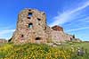 Hammershus. Mantelg�rden med Mantelt�rnet i baggrunden ved Hammershus slotsruin  Bornholm Danmark  Sev�rdigheder Turistattraktion