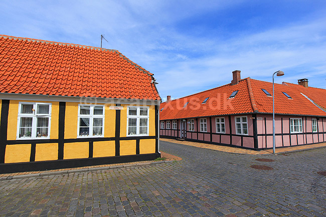 R�nne. Gamle bindingsv�rkshuse i Gr�nnegade, Lillegade og Silkegade i R�nne; ; R�nne / Bornholm; Danmark; ; ; 