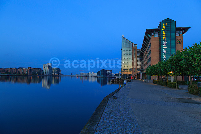 K�benhavns Havn. Morgengry ved K�benhavns-havn set fra Kalvebod Brygge. Th Ingeni�rforeningen IDA; ; K�benhavn; Danmark; ; ; Bybilleder, stemningsbilleder