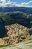 Preikestolen. Fjeldvandrere p� Preikestolen over Lysefjorden  Preikestolen / Forsand / Stavanger Norge   Vandring, vandretur, fjeldvandring, Pulpit Rock, turisme