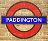 Paddington. Stations skilt p� Paddington stationen i London Underground  London England   Transport, undergrundsbaner, The Tube, subway, metro