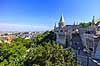 Fiskerbastionen. Fiskerbastionen, Fisherman's Bastion, Halaszbastya, et monument p� Borgh�jen p� den vestlige Buda-side af Donaufloden i Budapest  Fiskerbastionen / Budapest Ungarn  sev�rdigheder 