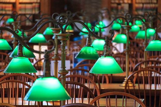 Boston Public Library. L�sesalen i Boston Public Library - Central Library; ; Boston / Massachusetts; USA; ; Sev�rdigheder; Bibliotek, biblioteker, l�sesale, b�ger, fordybelse, l�sning, kundskab