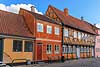 Kirkestr�de i K�ge. Kirkestr�de med gamle bindingsv�rkshuse i K�ge  K�ge Danmark  Sev�rdigheder gader, byhuse, str�der
