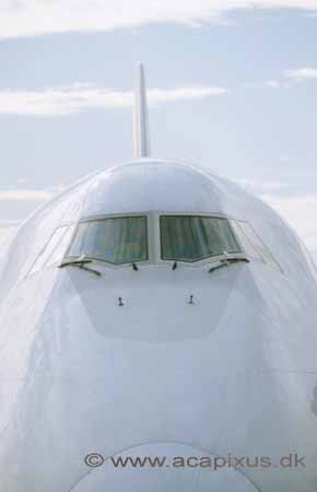 Jumbojet Boing 747 Closeup af n�separti; ; Frankfurt; Tyskland; Europa; ; 