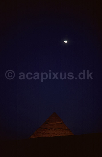 M�nen over Chephren pyramiden; ; Giza, Cairo; Egypten; Afrika; ; 