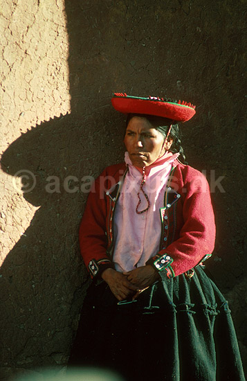 Campesino kvinde (quechua indianer) ved Corpus Christi festival i Chinchero i Andesbjergene; ; Cuzco; Peru; Syd Amerika; ; 