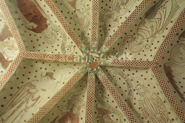 Kalkmalerier i Jetsmark kirke; ; Pandrup / Nordjylland; Danmark; ; ; religion kristendom kultur landsbykirker