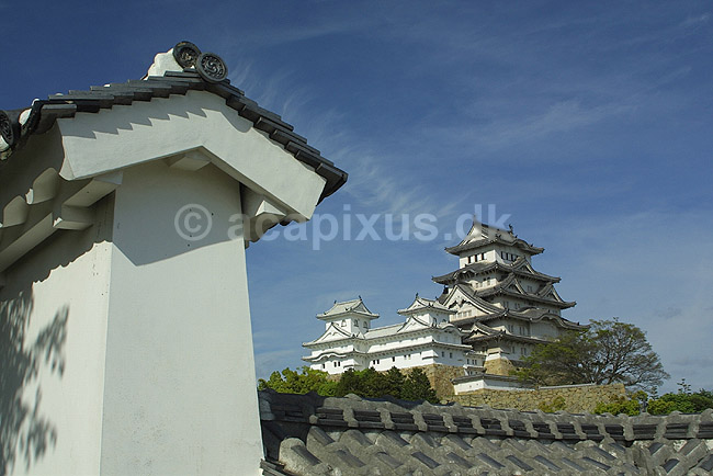Himeji-jo. Himeji-jo f�stningen i Himeji. Bygget af Toyotomi Hideyoshi i 1580; ; Himeji-jo / Himeji; Japan; Asien; ; borge