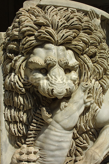 Vatikanmuseet. Statue af l�ve, der dr�ber et bytte, udstillet i Cortile Ottagono i Vatikanmuseet i Rom; ; Rom; Italien; Europa; ; turistsev�rdigheder, paven, paved�mmet, Vatikanet, Vatikan Staten