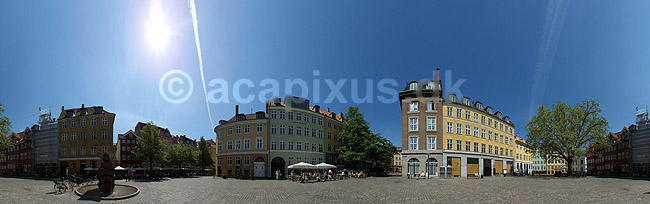 Gr�br�dre. 360 graders panorama af Gr�br�dre Torv; ; K�benhavn; Danmark; ; sev�rdigheder; pladser, byliv, bebyggelse, huse, sommerliv, panoramaer